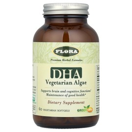 Flora DHA vegetable seaweed 60 vegetable softgels, 1 pack, 60 tablets / 플로라 Flora DHA 식물성 해조 60 식물성 소프트 젤, 1개, 60정
