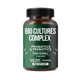 SASH Vitality Bio Cultures Complex | Probiotics & Prebiotics | 20 Strains | 80 Billion CFU | 120 Capsules | Daily Supplement