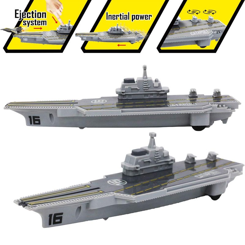 deAO Military Naval Aircraft Carrier Toy Play Set with Small