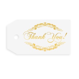 Gold Foil Thank You Tags, 50 Pack, for Party Favors, Wedding Party, for Gift Bags, Special Events, Birthday, Baby Shower, Receptions, Party Supplies Thank You! 2G