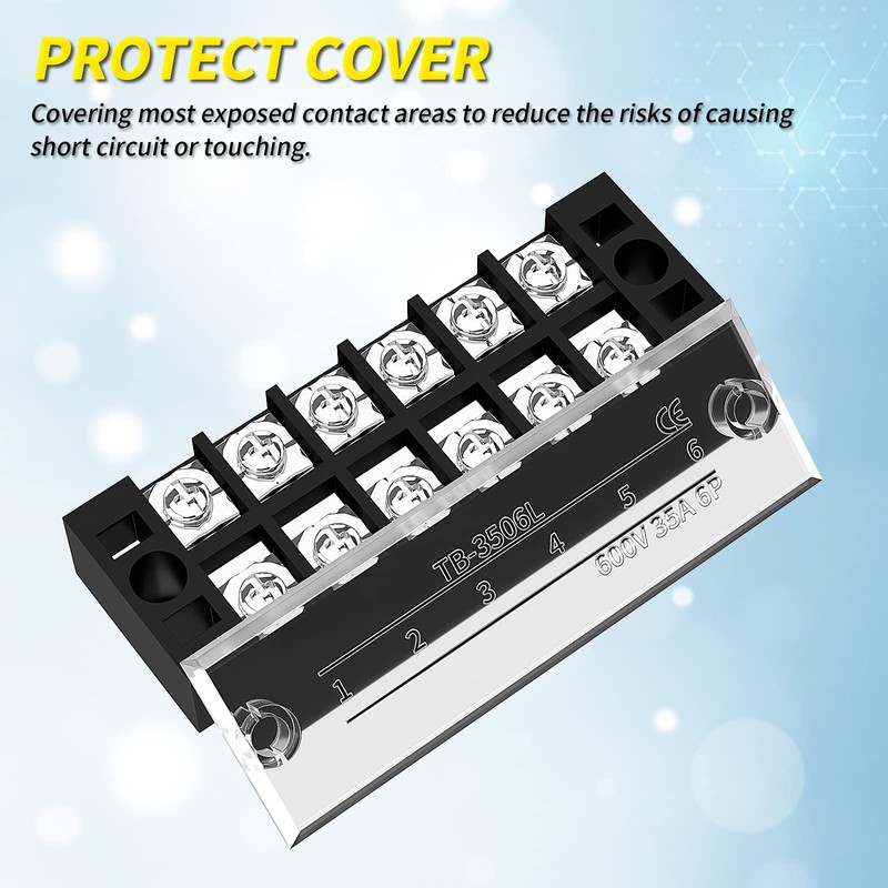Joinfworld 35A Terminal Block 6 Position Screw Terminal Strip Dual
