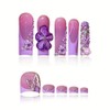 Flower Press on Nails Purple Press on Toenails Long Square