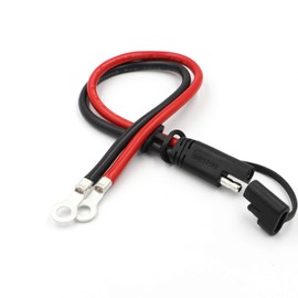 iMESTOU 10AWG SAE to O Ring Terminal Harness 2 Pin Quick Disconnect Plug 1 Feet Eyelet Terminal Harness Extension Cord Quick Disconnect SAE Connectors for 12V/24V Motorcycle, Car, Tractor(1)