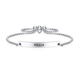 SOUSYOKYOSAM Dainty Cuff Bracelet - Peace - Christian Religious Jewelry Gifts for Women Catholic Sympathy