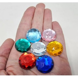 Bulk 100 pcs 20mm Round  Multicolor Glue On Crystal Rhinestones Craft Jewels VTG