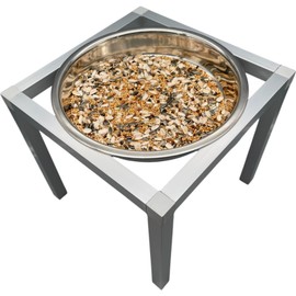 Futterständer Aluminium Papageien Großsittiche incl.Schale 25cm⌀Edelstahl für Volieren