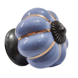 Wannianmu 5 Pack Vintage Ceramic Pumpkin Cabinet Knobs, Kitchen Cabinet Drawers Dresser Cupboard Pull Handles Door Pulls with 5 Kinds of Screws (Lake Blue)