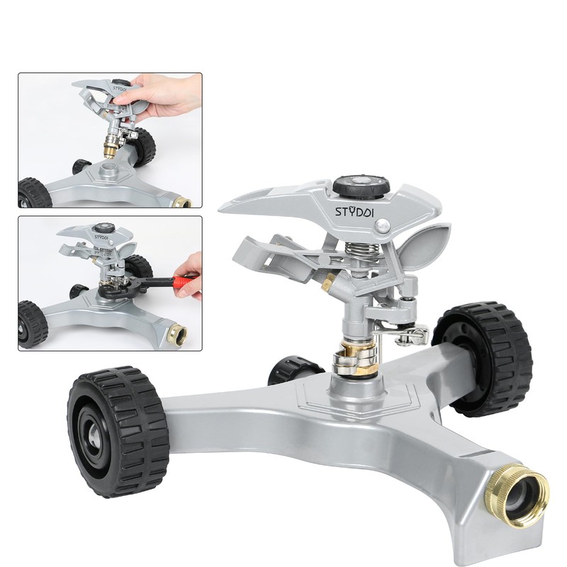 STYDDI Metal Pulsating Sprinkler on in-Series Metal Wheeled Base, Adjustable