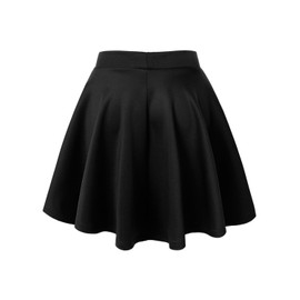 MBJ WB211 Women's Basic Versatile Stretchy Flared Skater Skirt for Girl L Black