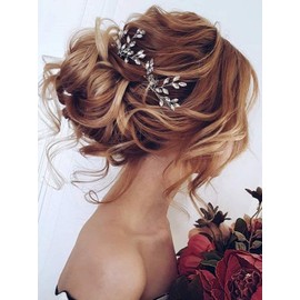 Heread Crystal Bride Wedding Hair Pins Rhinstones Bridal Hair Accessories Head Piece for Women and Girls (Pack of 3) (A Silver)