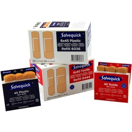 Salvequick® - Refill Inserts, Double Pack FLEXEO Economy Set 6xREF6036 Plastic and 6xREF6444 Textile (Including Note on Plaster Application)