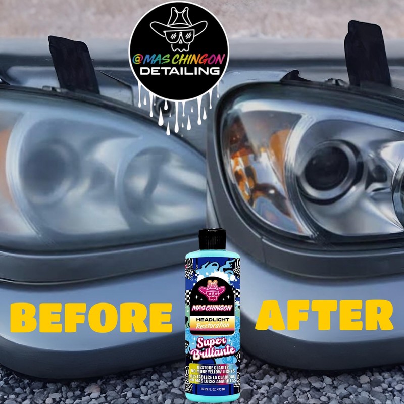 Mas Chingon Headlight Restoration Protect & Restore Clarity yellow, foggy,