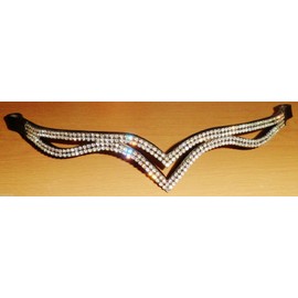 Cwell Equine Designer Ve Clear Crystal Browband Great Gift Idea Unique Design Triple Split Eye Shape (COB 15", Black)