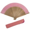 Kyoetsu Women's Hand Fan, Pure Silk, Plain, Tea Bone Set,