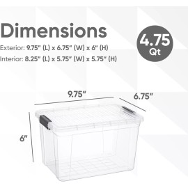 Superio Clear Storage Bins with Lids, 8 Pack- Plastic Storage Boxes - 4.7 Quart