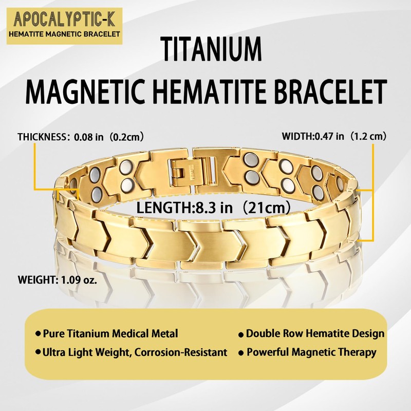 [Apocalyptic-K] Titanium Magnetic Bracelet, (Light) Mens Magnetic Bracelet, Double Ferromagnetic