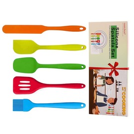 Suntchen 5Pcs Silicone Spatula Set Colorful Mini Spatulas - 480°F Heat Resistant Nonstick Versatile Kitchen Utensil Set for Baking, Mixing, Cooking, Dishwasher Safe