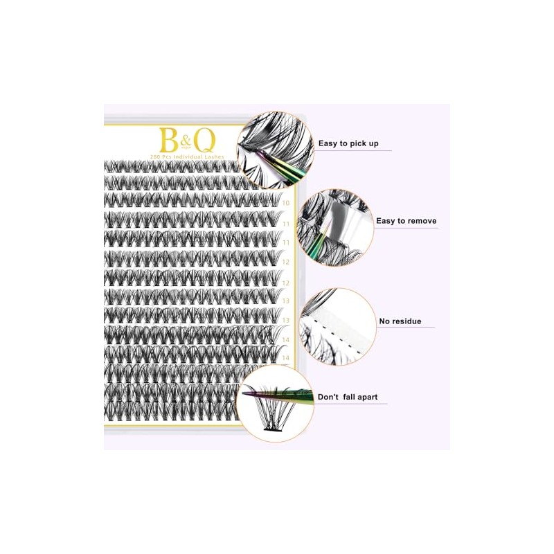 B&Q Pestañas Postizas en Racimos 280PCS Set de Extensiones de