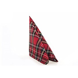 texpot Pack of 12 Napkins 50 x 50 cm in Tartan Check Red Tartan Checked 100% Polyester