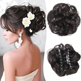 XFSRG Real Hair Extensions, High-Quality Bun Hairpiece with Clip, Perfect for Elegant Updos and Everyday Use, Natural Look (Black B)