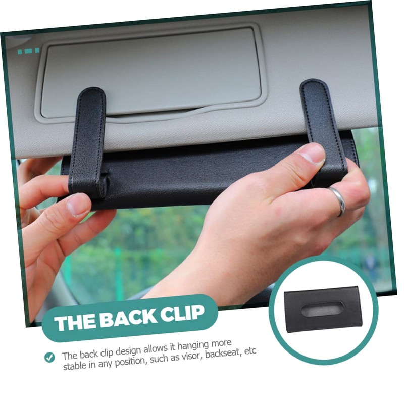 FUNOMOCYA 2pcs PU Leather Car Visor Tissue Holder Stylish Sun