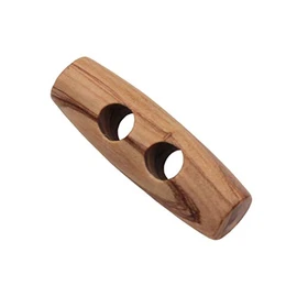 Pack of 5 wooden buttons made of real olive wood toggle oval European production wooden buttons, natural buttons