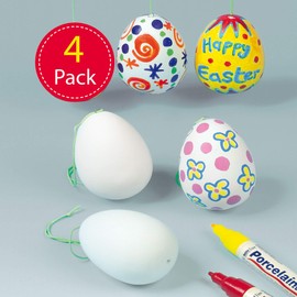 Baker Ross EA1815 Ostereier aus Keramik zum Gestalten und Aufhängen für Kinder zum Basteln zu Ostern (4 Stück), Ceramic