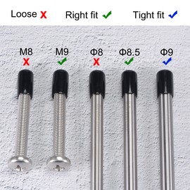 sourcing map Pack of 50 Rubber End Caps 8.5mm ID Vinyl Round Tube Bolt Cap Cover Screw Thread Protector Black