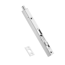 Hidden Door Lock, Silver 304 Stainless Steel 8 inch Security Door Bolt Latch,French Door Slide Bolt Lock, Double Door Lever Action Flush Door Bolt Latch, Spring Dust Plug, Brushed Finish