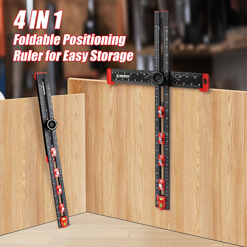 4 in 1 Adjustable T-Square Measuring Tools, 24in Aluminum Drilling