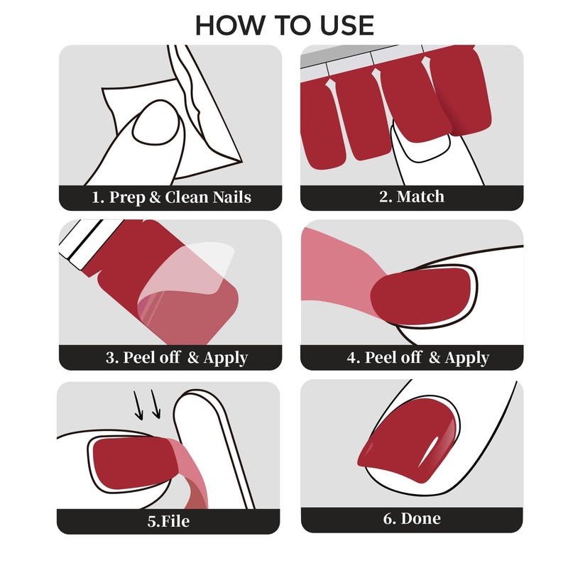 Nail Polish Strips, 20Pcs Salon Quality Gel Nail Stickers, Easy