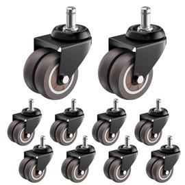 2 Inch Office Chair Wheels (Set of 10), Heavy Duty Grey Rubber Chair Casters Replacement, Desk Chair Wheels for Hardwood Floors and Carpet, Smooth & Quiet Universal Fit for Most Chairs(10 Pack)