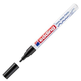edding 751 gloss paint marker - black - 1 paint marker - round nib 1-2 mm - paint pen for glass, pebbles, wood, plastic, paper - waterproof, high coverage