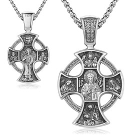 Thanches Religious Saint Necklaces, S925 Sterling Silver St Michael/St Christopher/St Benedict/Saint Jude/Jesus Crucifix/St Uriel/Gabriel/Archangel Raphael/St Patrick/Saint Andrew/Saint Florian