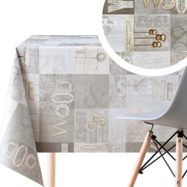 KP HOME Waterproof PVC Table Cloth - Rectangle Oilcloth 78 X 55 in | 200 X 140 cm - Industrial Rustic Loft Wood Wipeable Tablecloth - Garden Plastic Table Cover Wipe Clean in Grey Brown