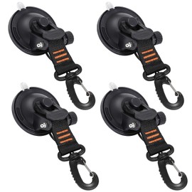 CONBOLA Suction Cups Hooks 4 Pieces Outdoor Car Camping Essentials Heavy Duty Upgraded Tie Down Suction Cup,Camper Accessories Strong Power for RV Boat Window Glass Camping Trap.(4 pcs,Orange)