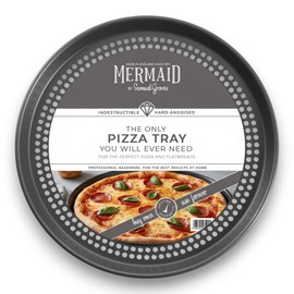 Chabrias Ltd Hard Anodised 14" Perforated Round Pizza Tray with Holes Less-Stick
