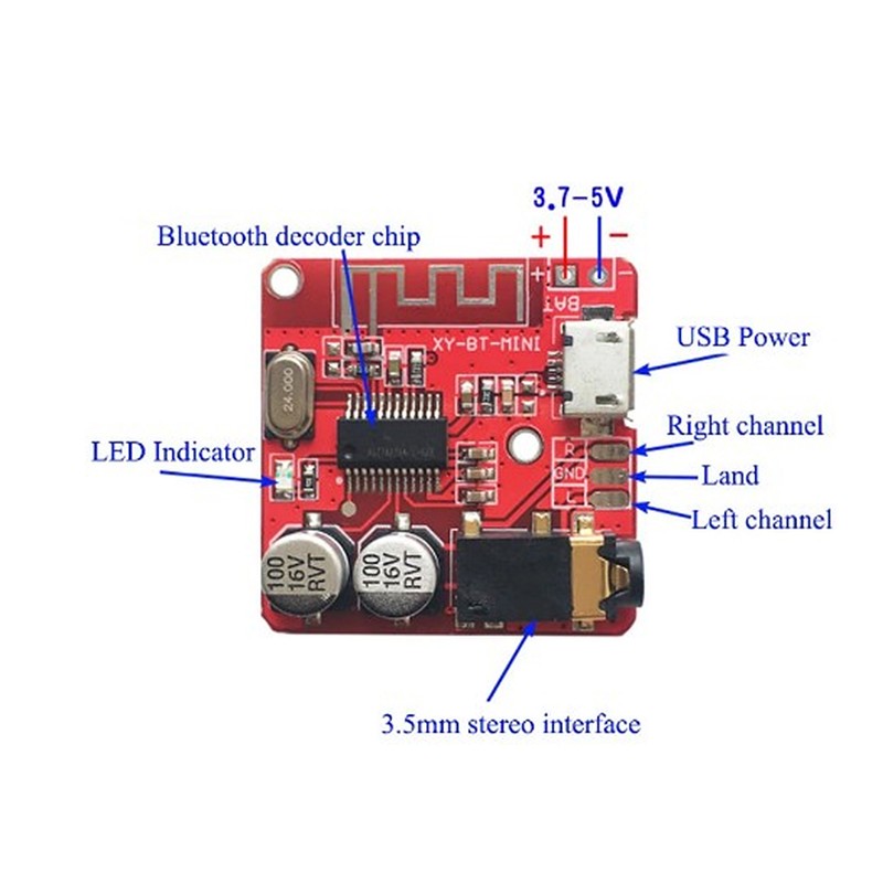 5PCS DIY Bluetooth 5.0 Receiver Board Lossless Decoder Board Wireless