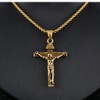Rockyu Gold Cross Necklace for Men Stainless Steel 22 Inch