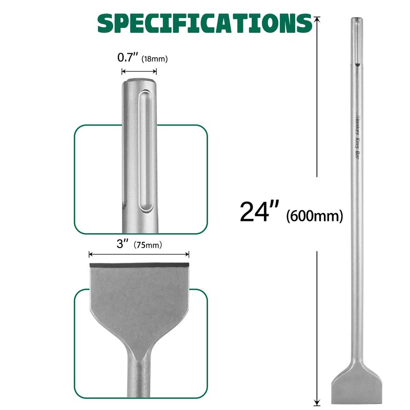 MonkeyKingBar-SDS Max Bits Flat Chisel 24"X3"(600 * 75MM) Long shank-