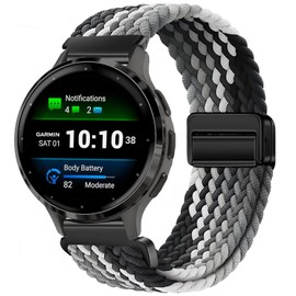 Issinlky Braided Nylon Strap for Garmin Venu 2S/Venu 3S/Vivomove 3S/Vivoactive 4S, 18 mm Elastic Bracelet for Fossil Ladies Gen 6/Gen 5E/Venture HR Gen 4/Gen 3/Withings Steel HR 36 mm