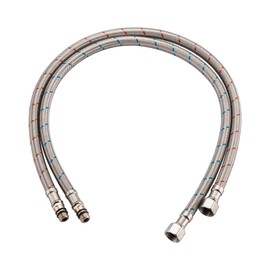 Darnok 795BY1 32-Inch Faucet Supply Lines, 3/8-Inch Female Compression Thread x M10 Male Connector, Stainless Steel Braided with Cold Hot Water Identification Stripes, 1 Pair