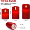 Roomsily Flameless Battery Operated Flickering Candles:3PACK Red Real Wax Pillar