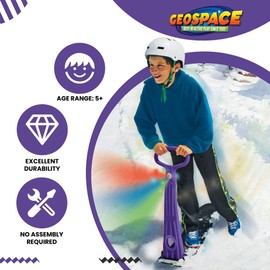 Geospace Winter Fun Foldable Snow Scooter, Ski Skate, Ski Skooter, Snow Sled, and Kids Snowboard with LED Light – Multi-purpose Portable Sandboard,Snow Skate,and Kids/Teenager Sled for All Ages-PURPLE