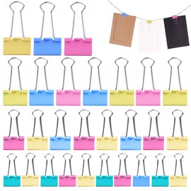 Pack of 75 Foldback Clips Set, 15 mm/19 mm/25 mm/32 mm Binder Clips, Paper Clips, Colourful, Binder Clips, Document Clips, Metal Clips, Paper Clips for School, Office Supplies, Stationery Notes