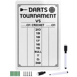 Dart Scoreboard-Dry Erase Dart Scoreboard for Cricket and 01 Dart Games, Dart Board Accessories with 2 Dry Erase Markers (15.3 x 9.8 Inches)