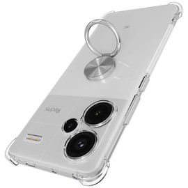 STARRYNOVA Kickstand Case Compatible with Redmi Note 13 Pro Plus 5G, Crystal Clear Protective Soft TPU Shockproof Case with 360 Degree Magnetic Ring Cover - Silver Ring