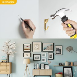 Phovana Picture Hangers, 50 lb Heavy Duty Drywall Wall Plaster Large Picture Hangers, Picture Hanging Hooks, Picture Hanging Hardware, Picture Frame Hangers, Painting Wall Hooks for Hanging, 30 Pack