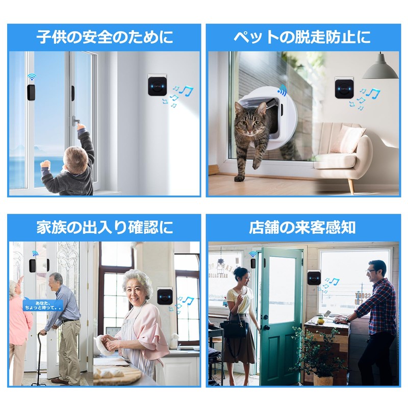 CallToU Doorbell Open/Close Sensor, Magnetic Automatic Door Sensor, Door +