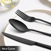 LIANYU 36-Piece Black Flatware Set with Steak Knives, Stainless Steel